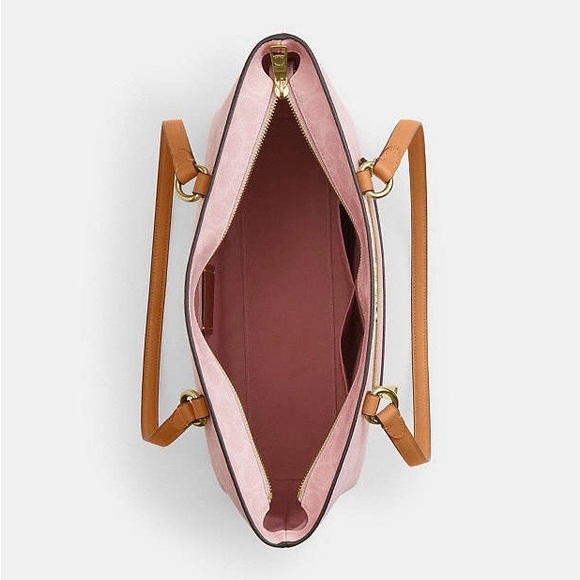 NWT Coach Pink Signature Canvas Zip Tote Bag Work School Carryall CEA21 - Picture 4 of 8